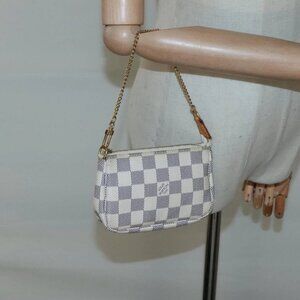 LOUIS VUITTON Damier Azur Mini Pochette Accessoires Pouch N63005 Auth KD345